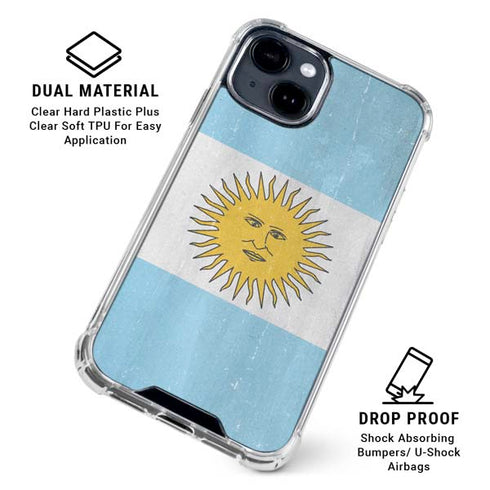 Argentina Flag Distressed iPhone 15 Clear Case
